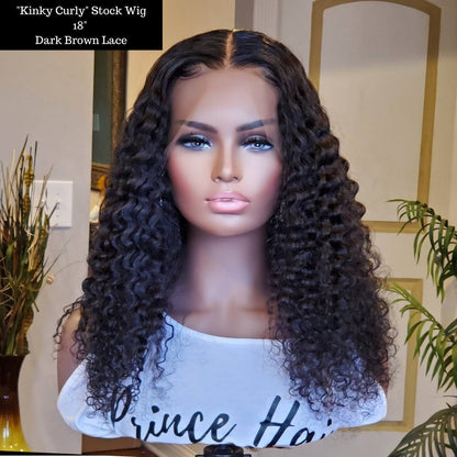 "18" 13x4 Kinky Curly Stock Wig (Medium) *Dark Brown LACE* - PHC