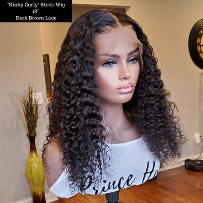 "18" 13x4 Kinky Curly Stock Wig (Medium) *Dark Brown LACE* - PHC