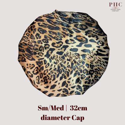 Cheetah Print Wide Band Bonnet (Sm/Med Cap Size)