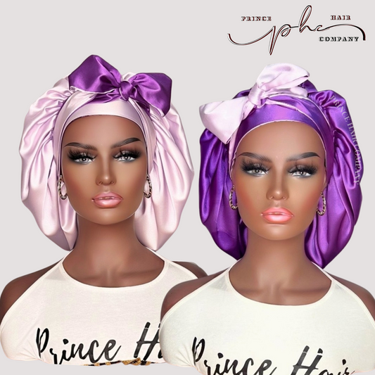 Lilac & Purple All Satin Reversible Bonnet