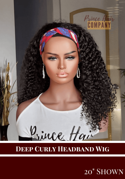 Custom Headband Wigs - Malaysian Deep Curly | Comes with 1 Elastic Headband - PHC