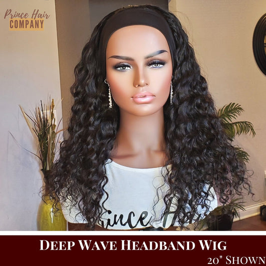 Custom Headband Wigs - Malaysian Deep Wave | Comes with 1 Elastic Headband - PHC