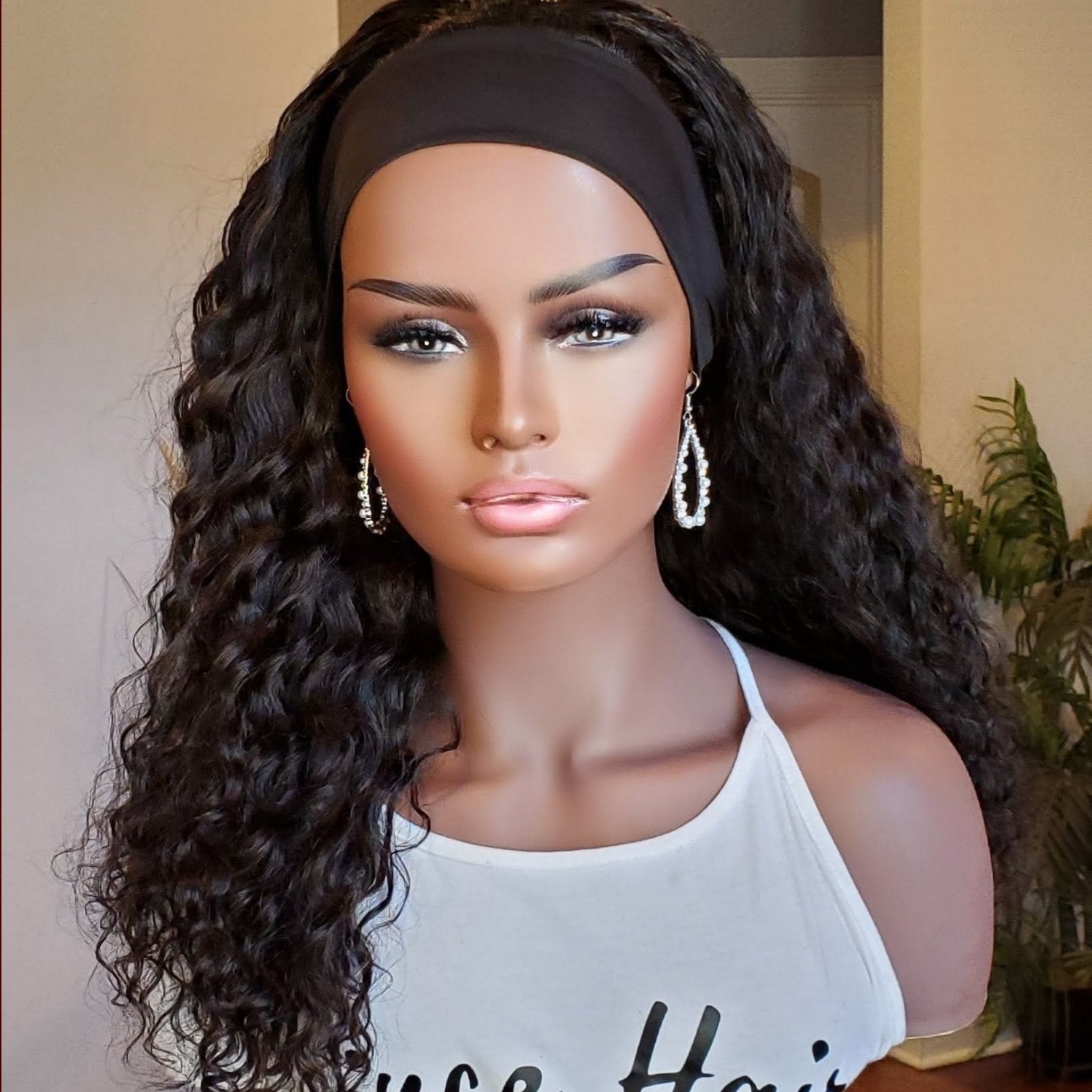 Custom Headband Wigs Malaysian Deep Wave Comes with 1 Elastic