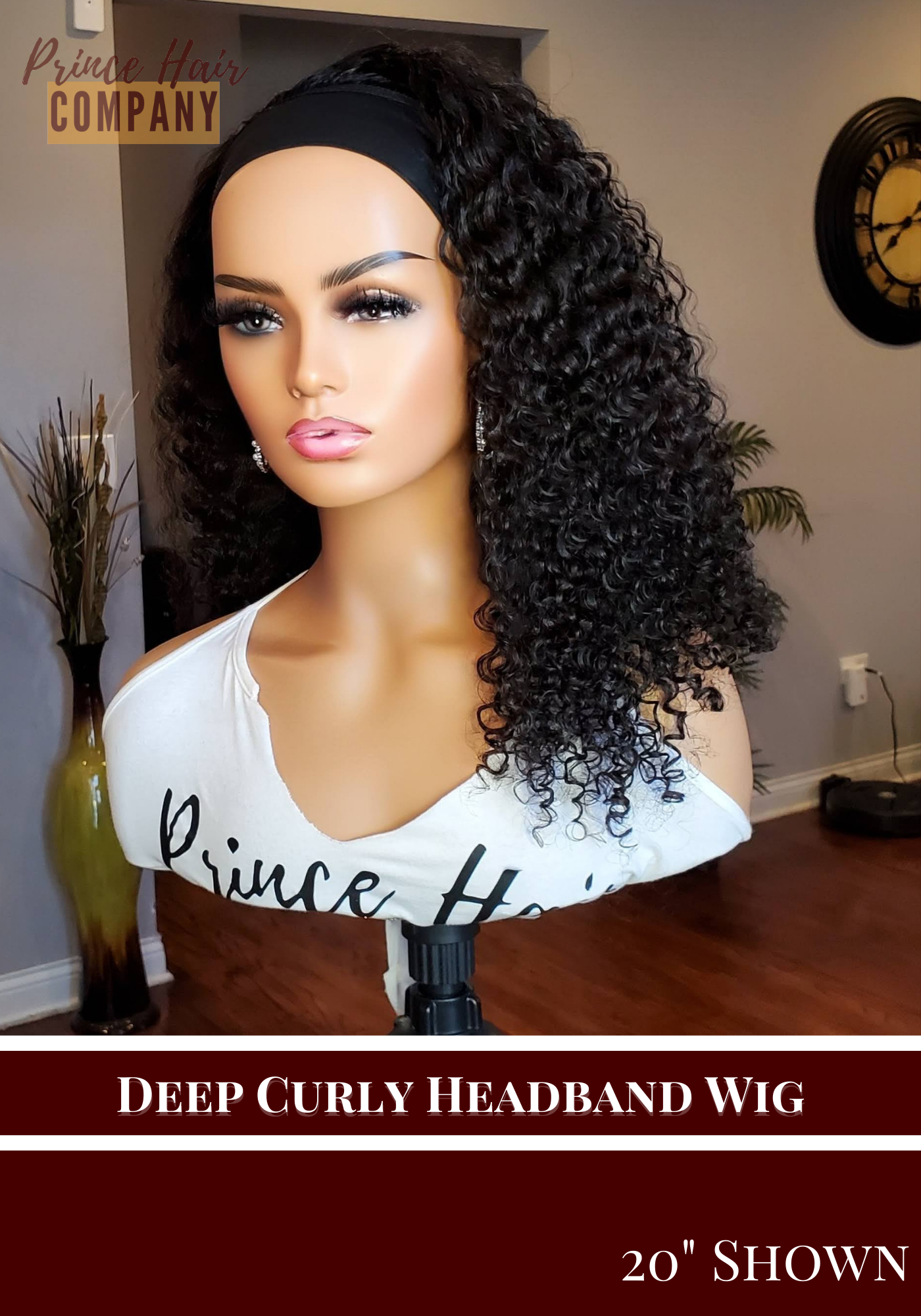 Custom Headband Wigs Malaysian Deep Curly Comes with 1 Elastic