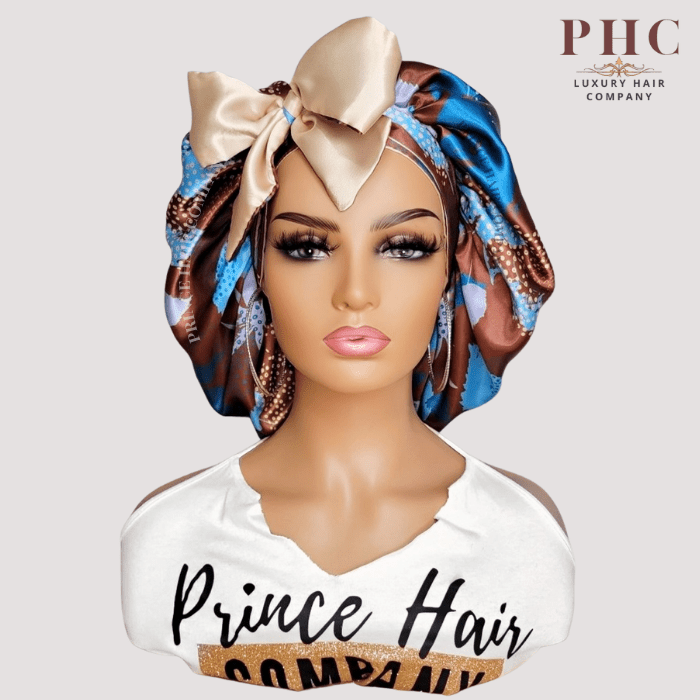 Gold and Brown Ankara Print All Satin Reversible Bonnet - PHC