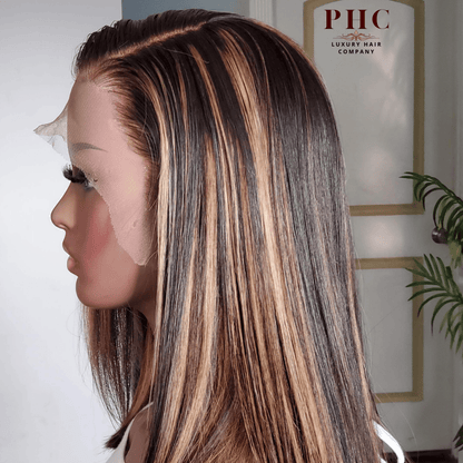 Long bob wig with blonde highlight and throughout - PHC