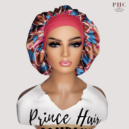 Pink Ankara Print Wide Band Bonnet (Sm/Med Cap Size) - PHC