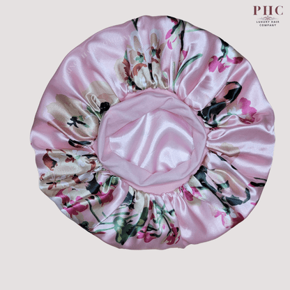 Pink Flowers Wide Band Bonnet (Sm/Med Cap Size) - PHC