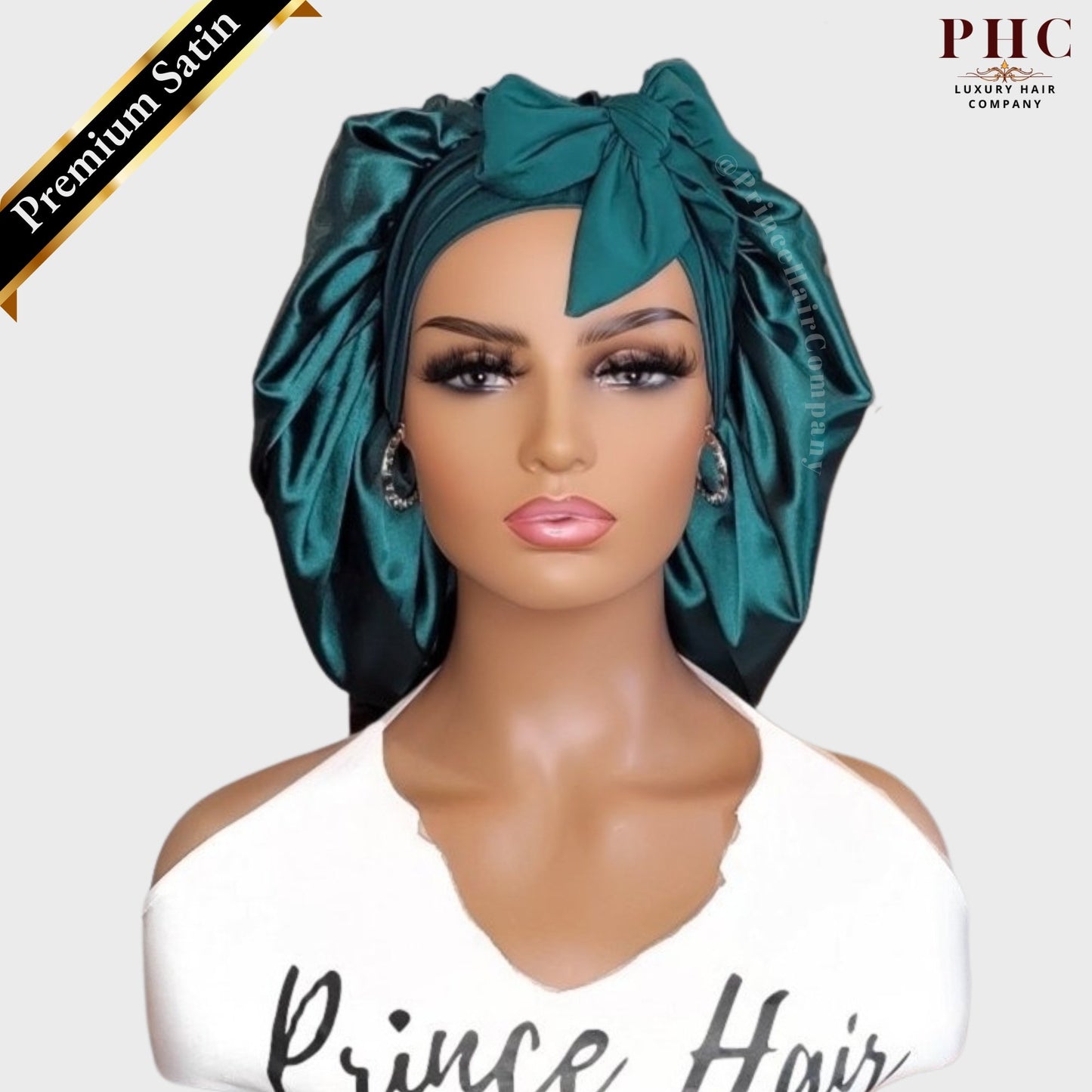 Teal Blue Satin-Lined Stretch Tie Bonnet *Premium Satin* - PHC