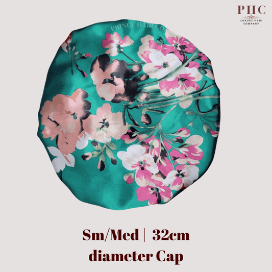 Teal Flowers Wide Band Bonnet (Sm/Med Cap Size) - PHC