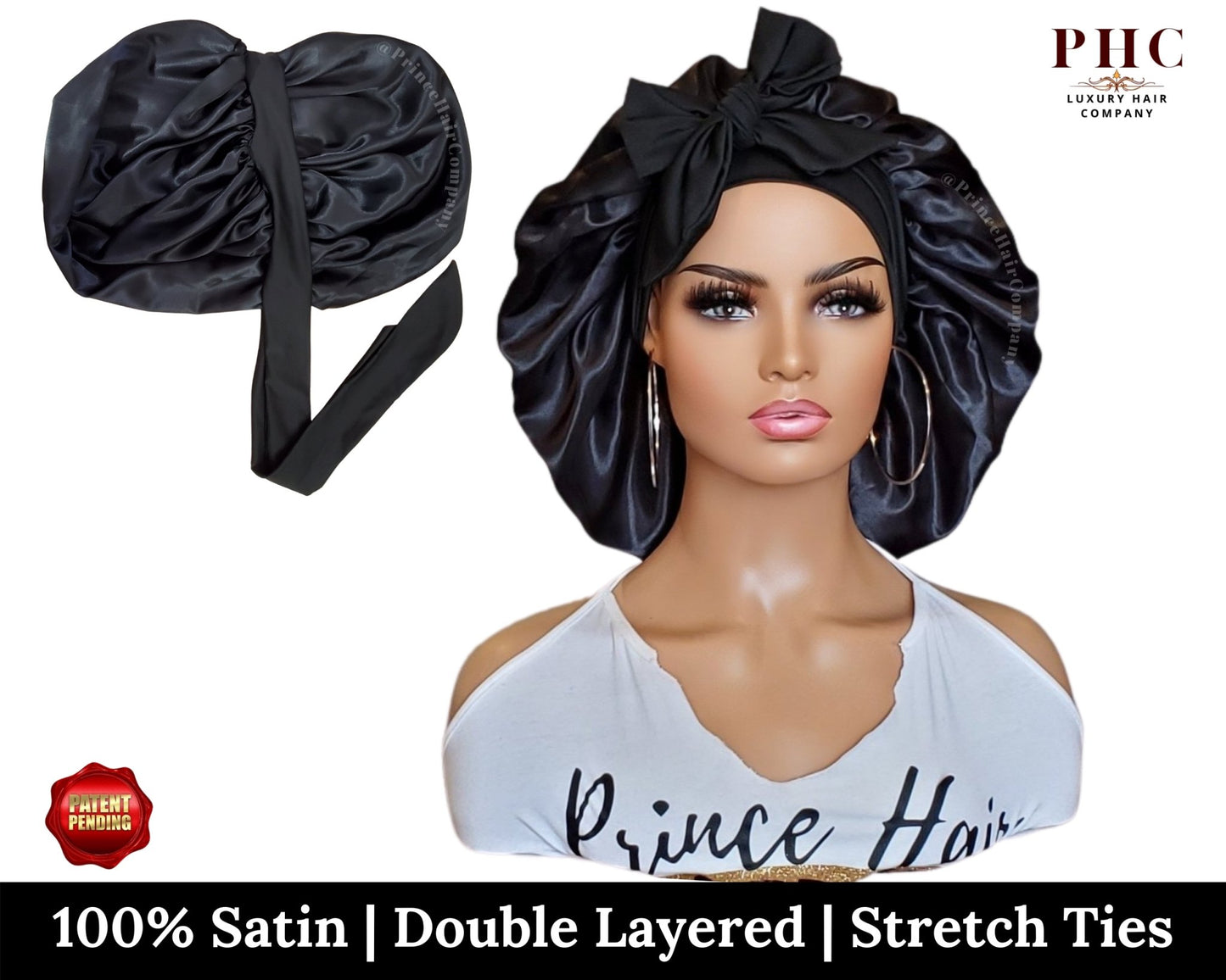 The "Original" Double-Layered Stretch Tie Satin Bonnet - PHC